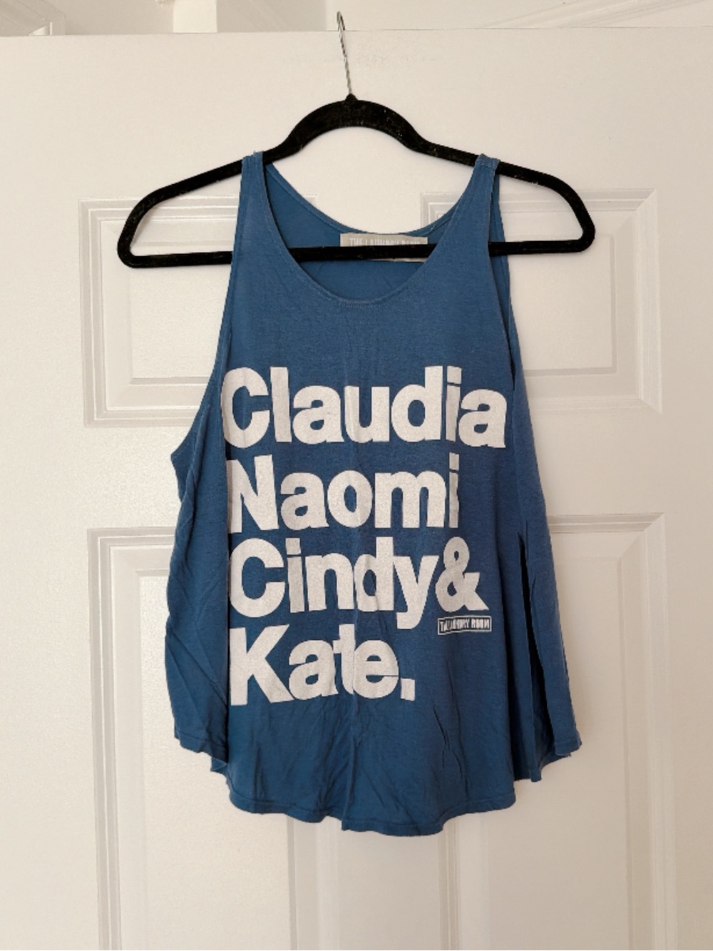 The Laundry Room Blue Graphic Tank Top with White Text
